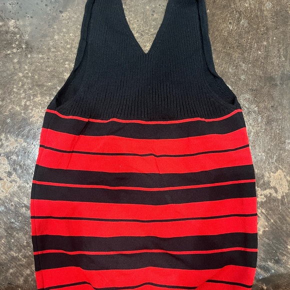 Women's Red and Black Striped Tank Top - Picture 3 of 4